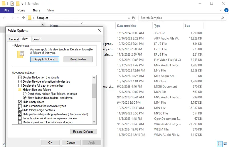 Change the file extension 2